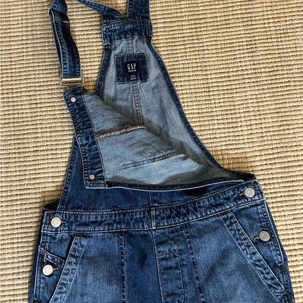 Gap for Good Relaxed Denim Overalls Medium Indigo Wash Raw Hem -  XXS - EUC - Picture 6 of 8